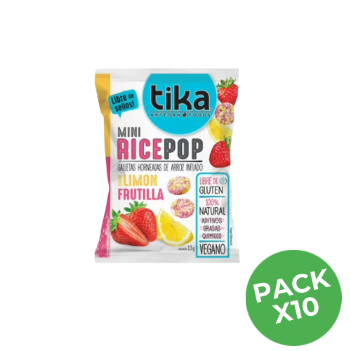 Pack Mini Rice pop frutilla limón 15g Tika 10uu