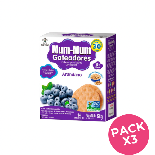 Pack Galleta Gateador Mum Mum sabor arándano 58g 3uu