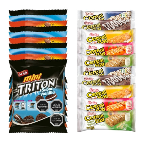 Mix mini galletas triton - morocha - kuky 10uu + cereal bar 10uu 20uu