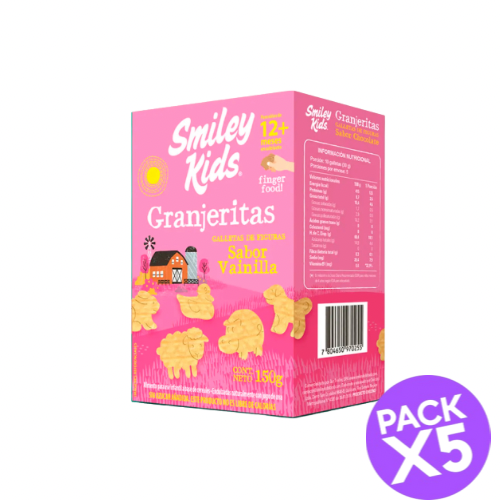 Pack Galletas Granjeritas Vainilla Smiley kids 5uu