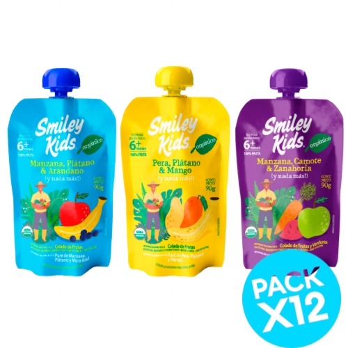 Pack compota variedades orgánicas Smiley Kids 12uu