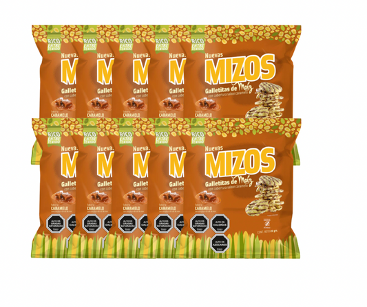 Pack galleta maíz Mizos caramelo 10uu